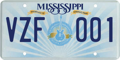 MS license plate VZF001