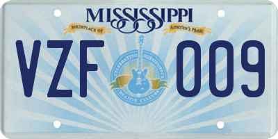 MS license plate VZF009