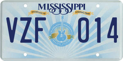 MS license plate VZF014