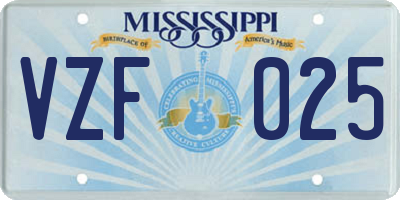MS license plate VZF025