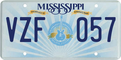 MS license plate VZF057
