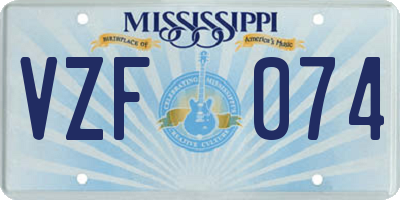 MS license plate VZF074