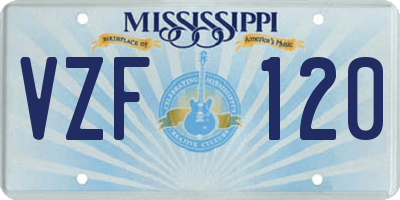 MS license plate VZF120