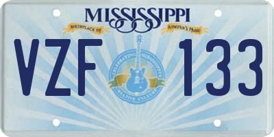 MS license plate VZF133