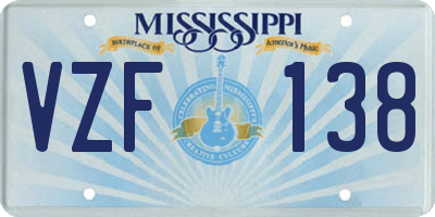 MS license plate VZF138