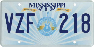 MS license plate VZF218