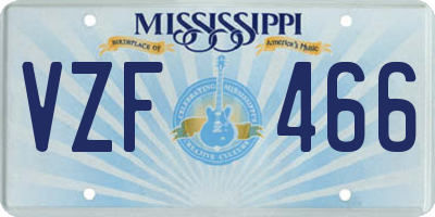 MS license plate VZF466