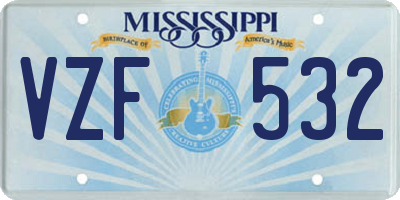 MS license plate VZF532