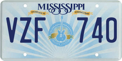 MS license plate VZF740
