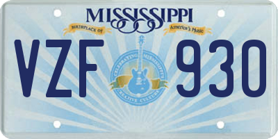 MS license plate VZF930