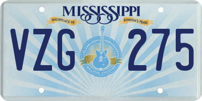 MS license plate VZG275
