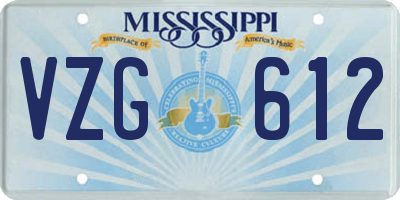 MS license plate VZG612