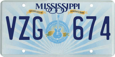 MS license plate VZG674
