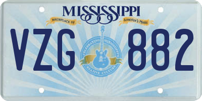 MS license plate VZG882