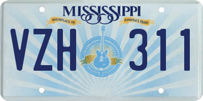 MS license plate VZH311