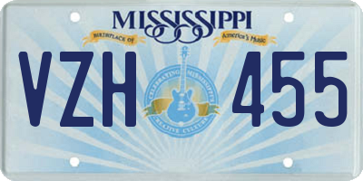 MS license plate VZH455