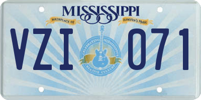 MS license plate VZI071