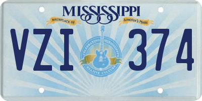 MS license plate VZI374