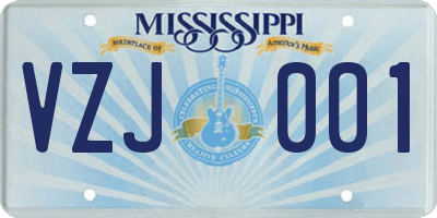 MS license plate VZJ001