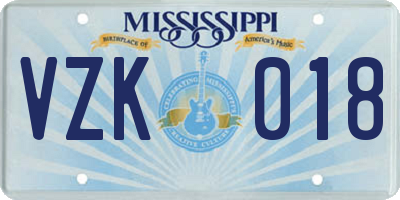 MS license plate VZK018