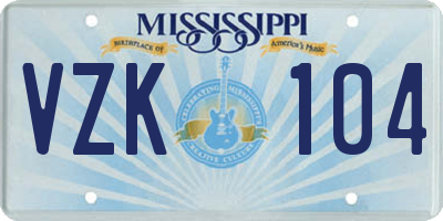 MS license plate VZK104