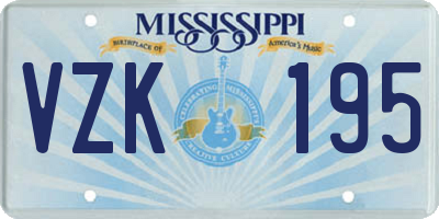 MS license plate VZK195