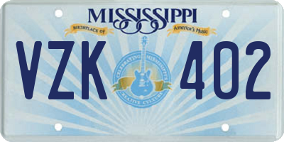 MS license plate VZK402
