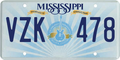 MS license plate VZK478