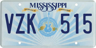 MS license plate VZK515
