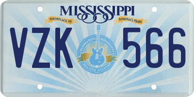 MS license plate VZK566