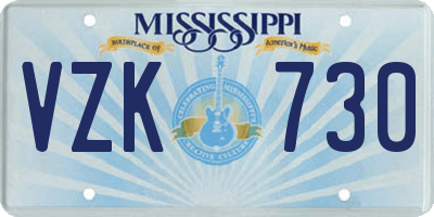 MS license plate VZK730