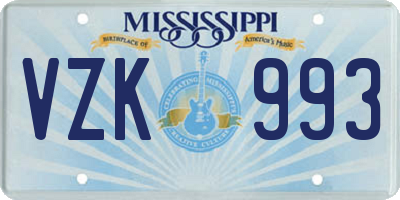 MS license plate VZK993