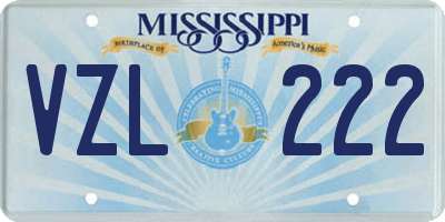 MS license plate VZL222