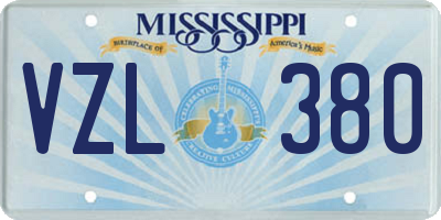 MS license plate VZL380