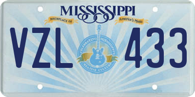 MS license plate VZL433