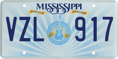 MS license plate VZL917