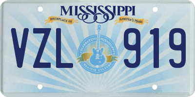 MS license plate VZL919
