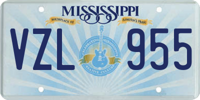 MS license plate VZL955
