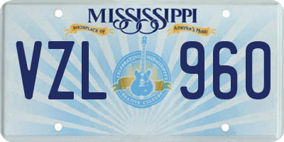 MS license plate VZL960