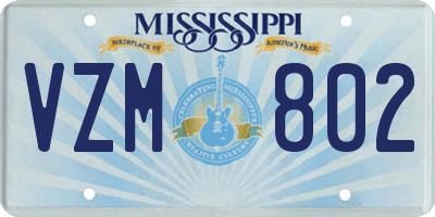 MS license plate VZM802
