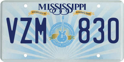 MS license plate VZM830