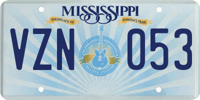 MS license plate VZN053