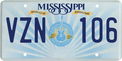 MS license plate VZN106