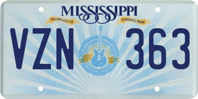 MS license plate VZN363