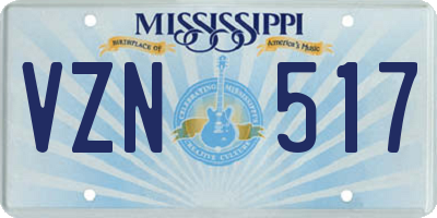 MS license plate VZN517