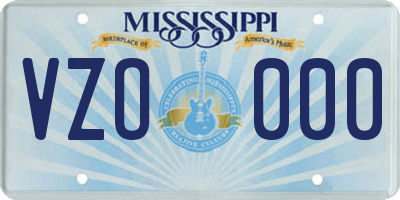 MS license plate VZO000