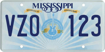 MS license plate VZO123
