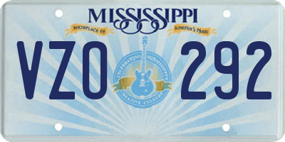 MS license plate VZO292