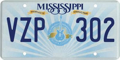 MS license plate VZP302