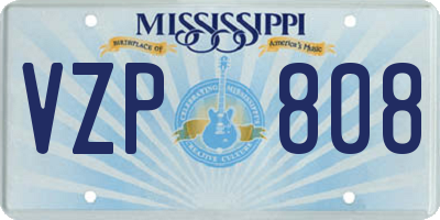 MS license plate VZP808